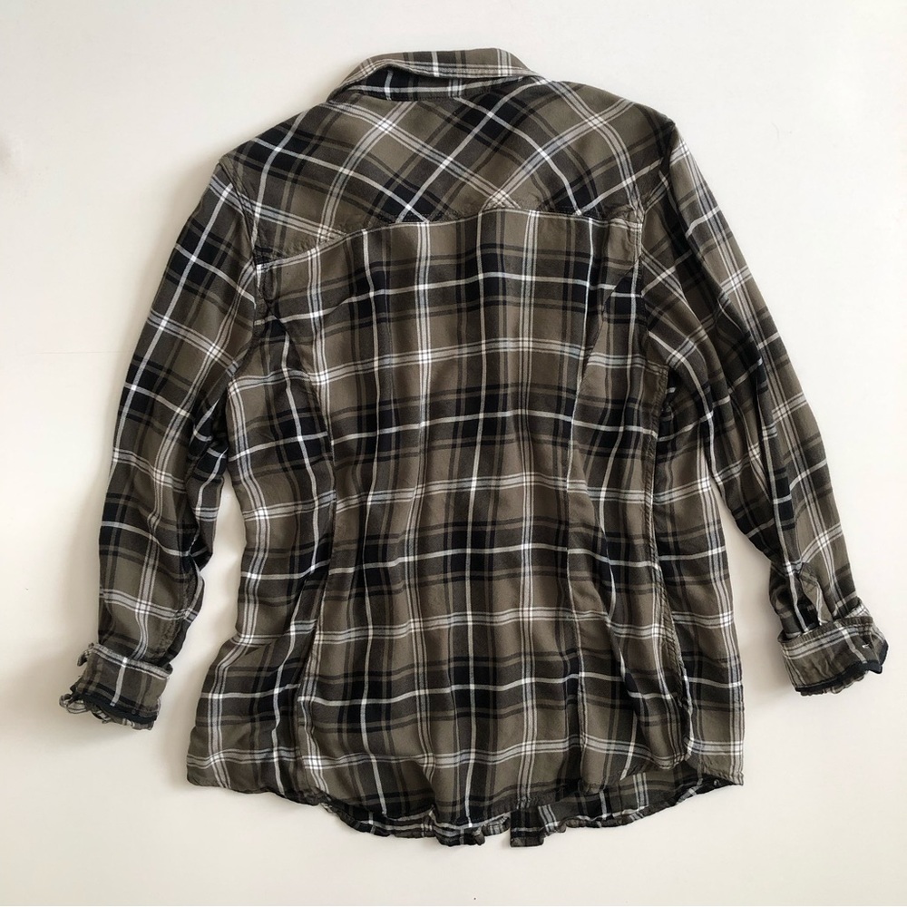 TORRID Challis Plaid Button Shirt Green Size 0 - Picture 5 of 7